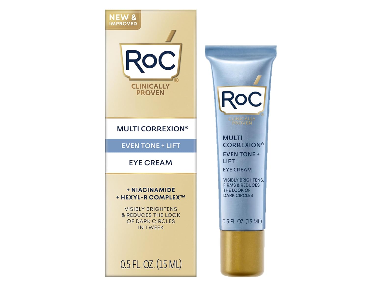 RoC Multi Correxion 5 in 1 Anti-Aging Eye Cream for Puffiness, Under Eye Bags & Dark Circles, Skin Care Treatment with Shea Butter, 0.5 Ounces (Packaging May Vary) 24Hr Smart